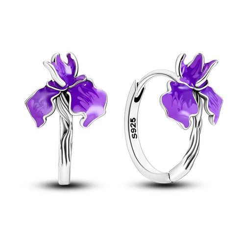 925 Sterling Silver Colored Zirconium Stars Hoop Earrings For Women