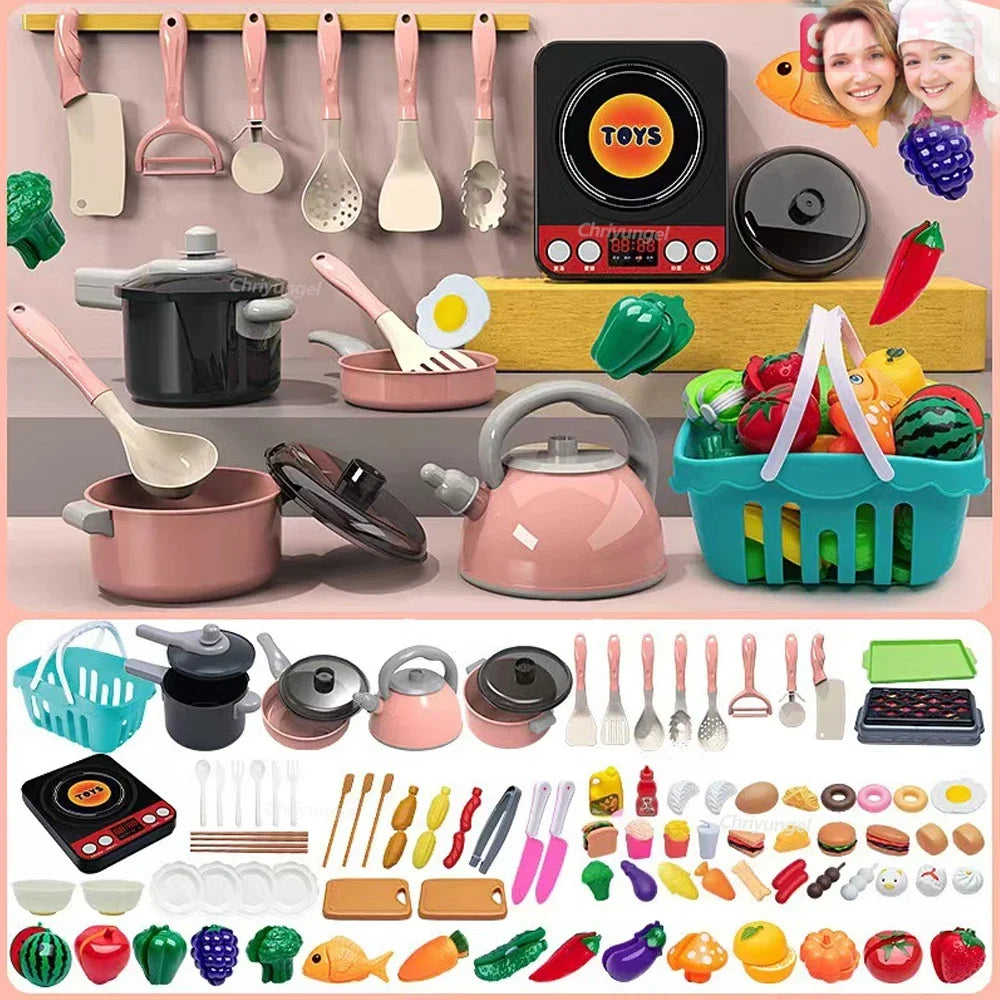 Kids Kitchen Toys Set 92/69/59 PCS Play Kitchen Accessories Kit with