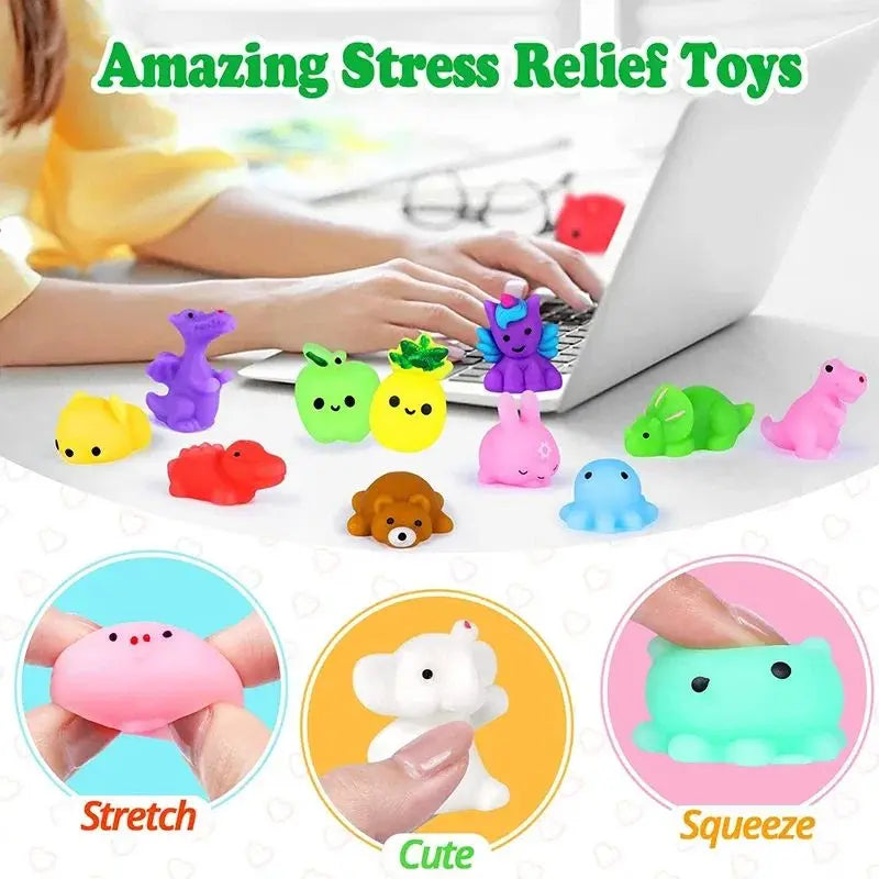 20Pcs Mini Cute Cartoon Animal Stress Relief Toys For Boys Girls