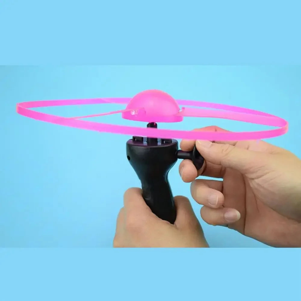 Kids Luminous Flying Disc Propeller Toys LED Lighting Pull String