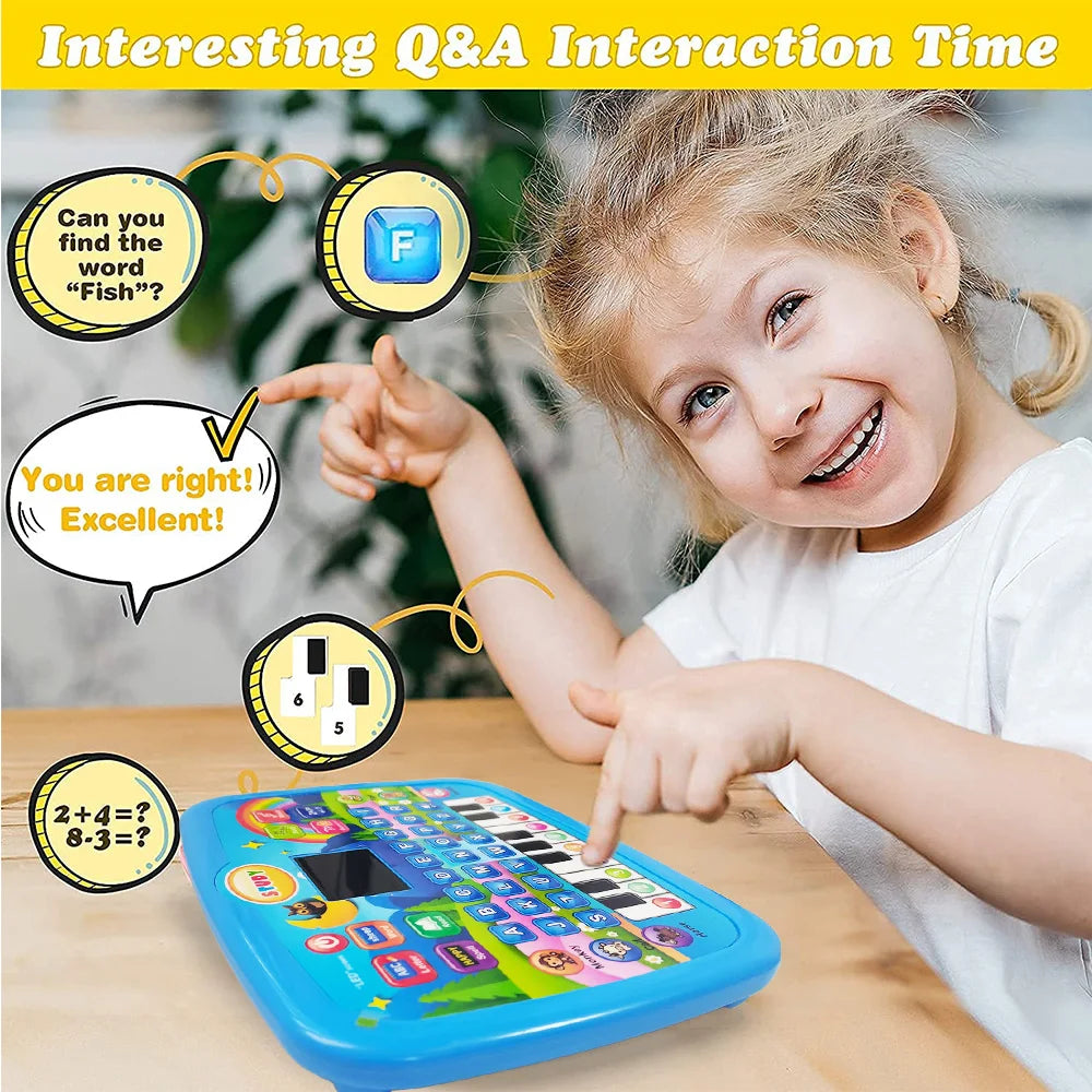Kids’ Education Tablet Toy, Age 3+ Literacy Math Music Learning,