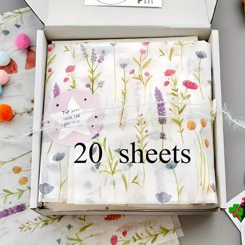 20 Sheets Lavender Print Tissue Paper - Semi-Transparent Perfect for