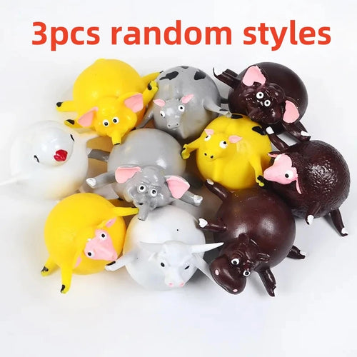 3PCS Kids Funny Dinosaur Animals Inflate Vent Balls Toy Squeeze Soft
