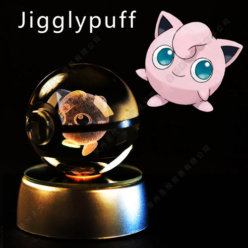 Pokemon Crystal Ball 3D Pikachu Gengar Mewtwo Night Light Lamp