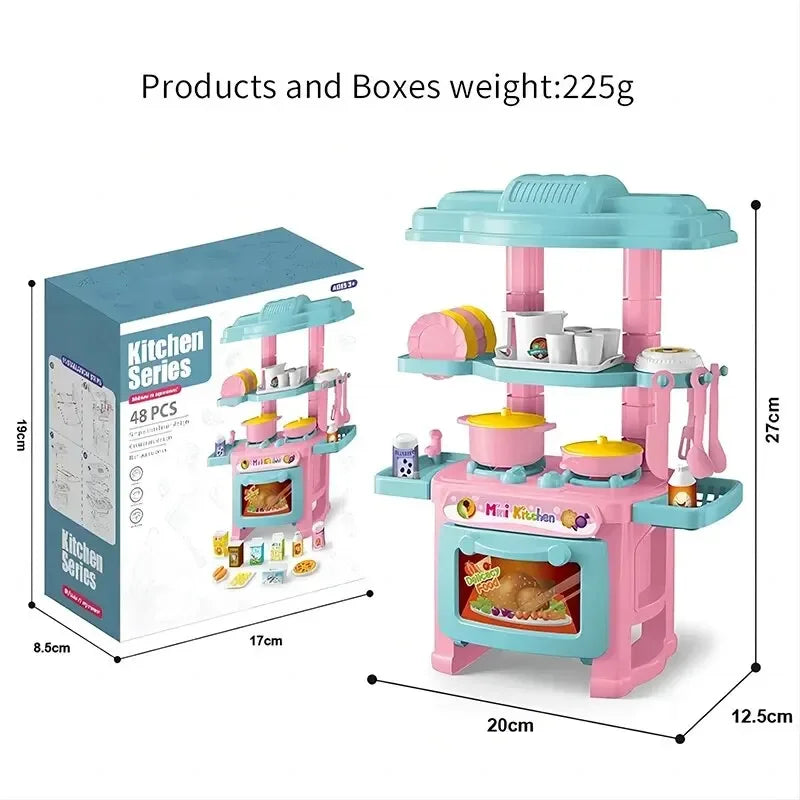 Mini Kitchen Counter Play Set DIY Simulated Cooking Food Tableware