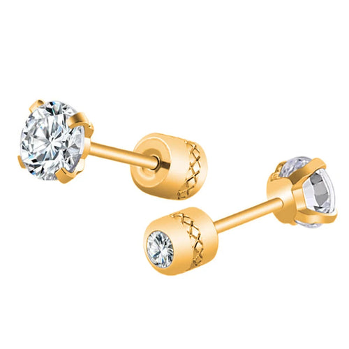 1Pair Stainless Steel Crystals Stud Earrings For Men Women Not Fade