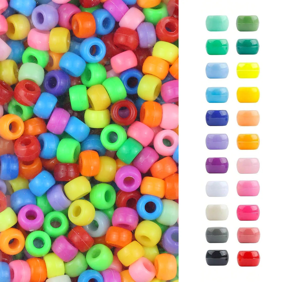 100/400pcs 6x9mm Solid Color Large Hole Pony Beads DIY Jewelry Making