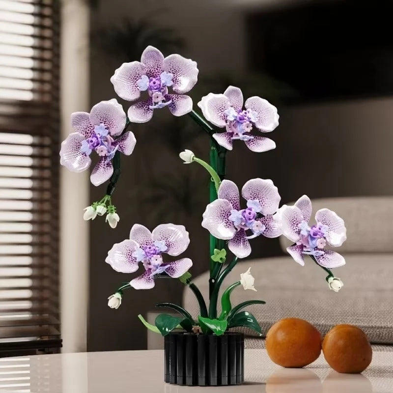 619PCS Phalaenopsis Building Blocks Flowers Orchid Potted Plants