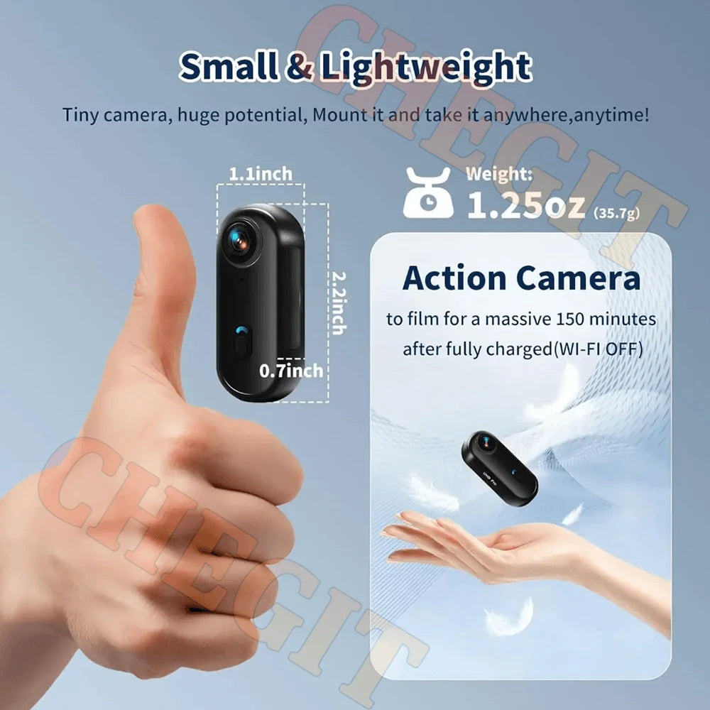 4K Pocket Magnetic POV Vlog Cam Portable Body Recorder Mini WiFi