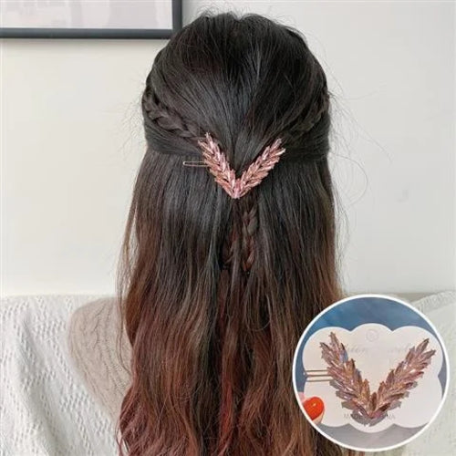 Luxury Shining Crystal Hair Clip For Women Korean V Shape Buckle