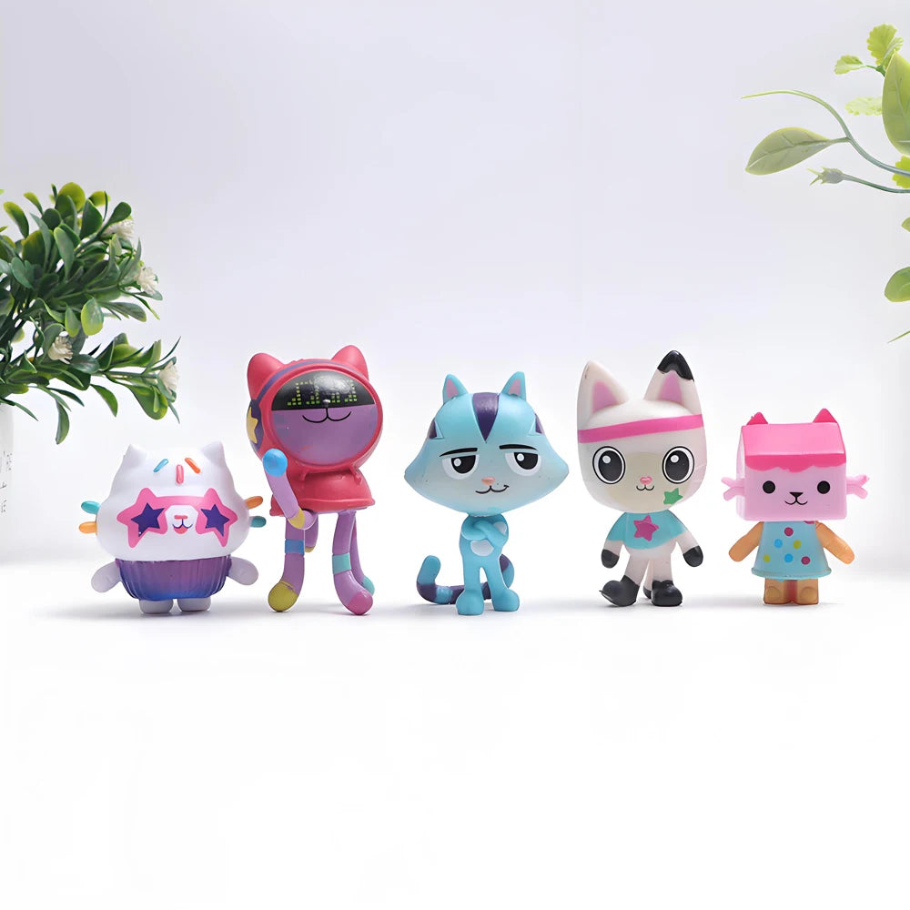 13pcs Gabby Dollhouse Anime Figure Toy Smiling Car Cat Hug Gaby Girl