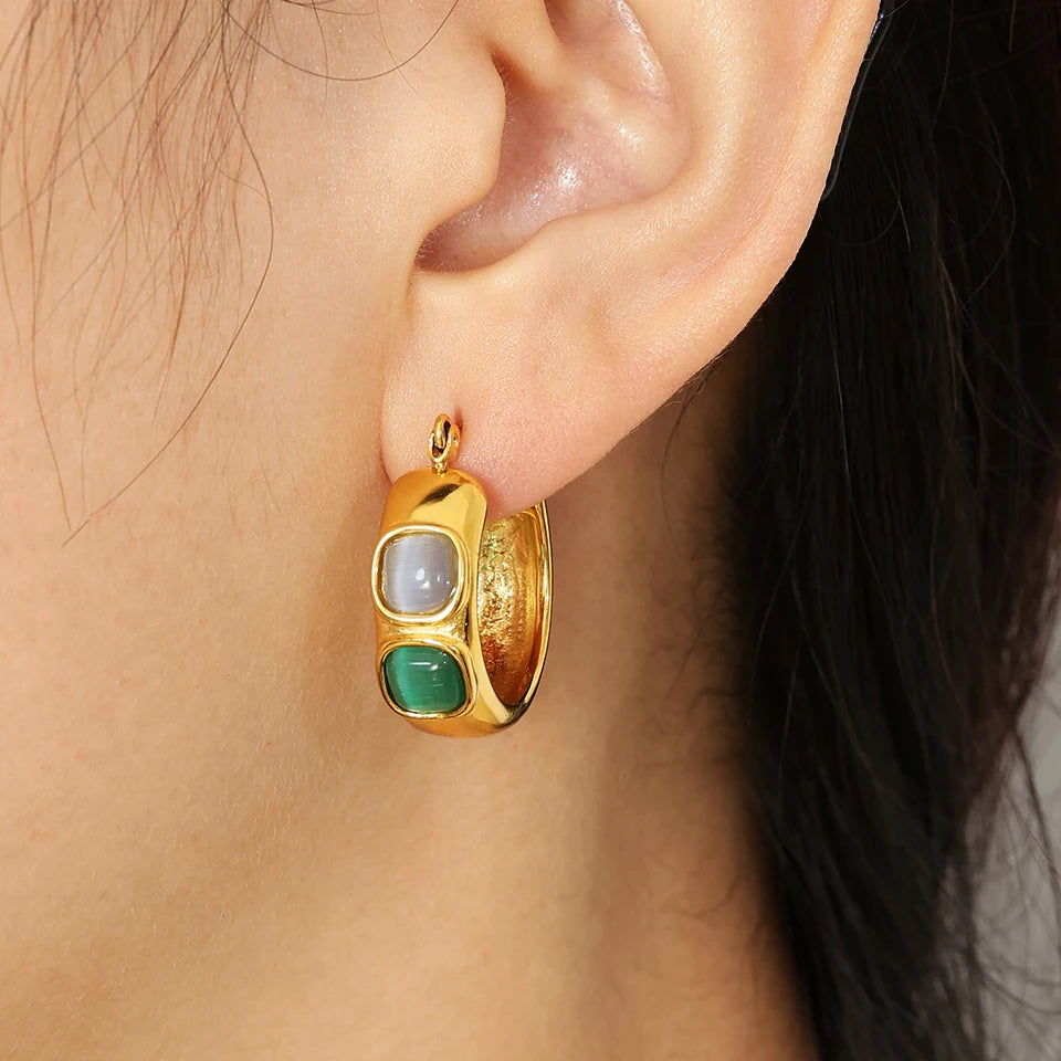 ZAKOL Gold Color Plated Stainless Steel Hoop Earrings for Women