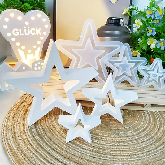 3PCS Star-Shaped Silicone Casting Molds, 3D Hollow Star DIY Craft