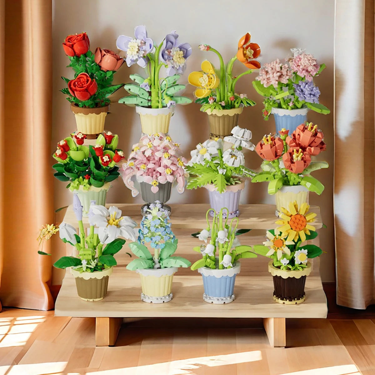 Mini Flowers Building Blocks Simulation Succulent Puzzle for Kid