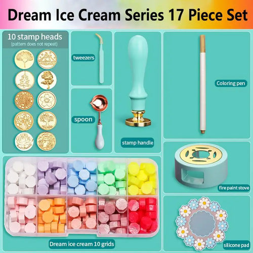 Wax Seal Stamp Set Lacquered Stamp Sealing Wax Kit DIY Craft Supplies
