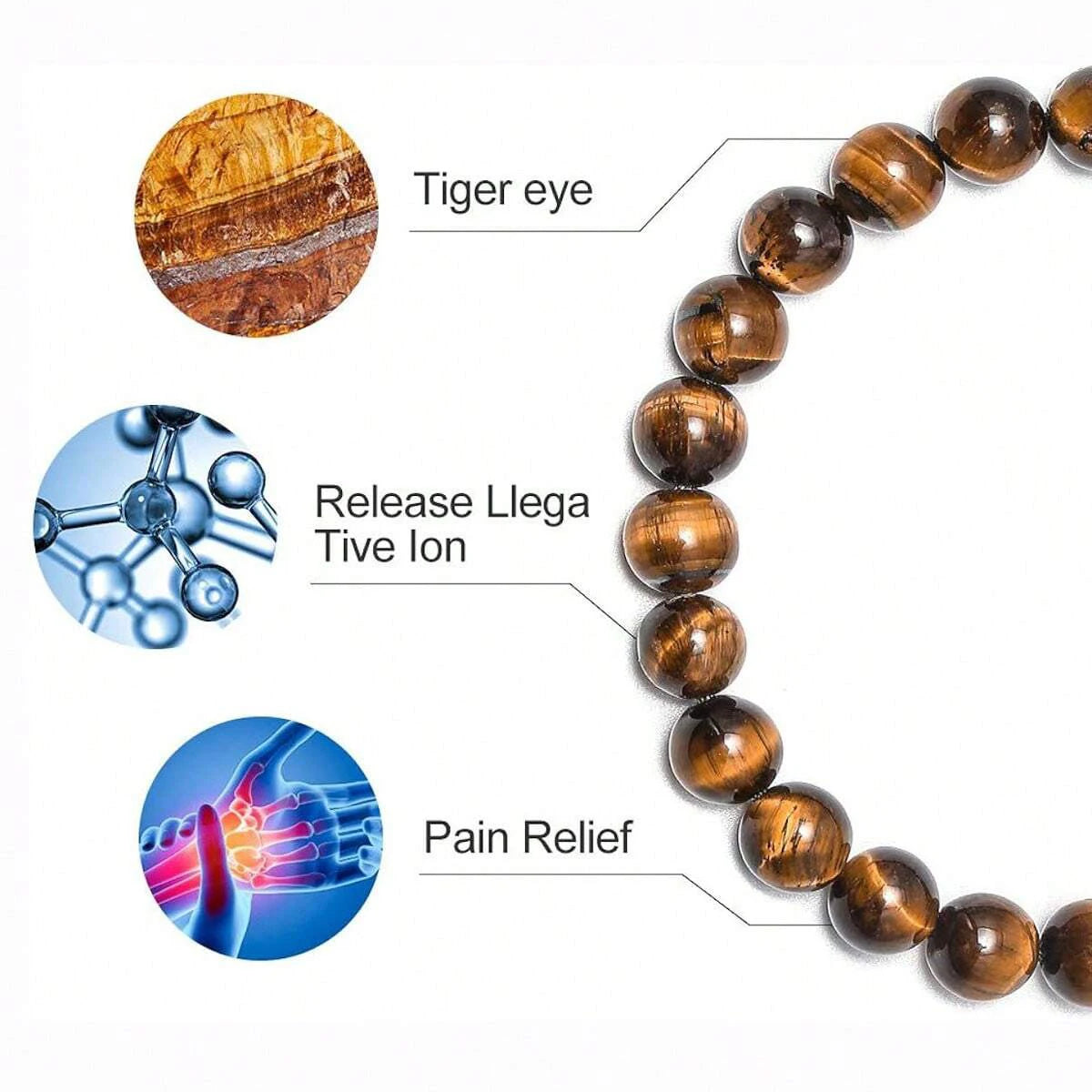 3 Style 8mm Natural Tiger Eyes Lava Rock Protection HANDMADE Bracelet