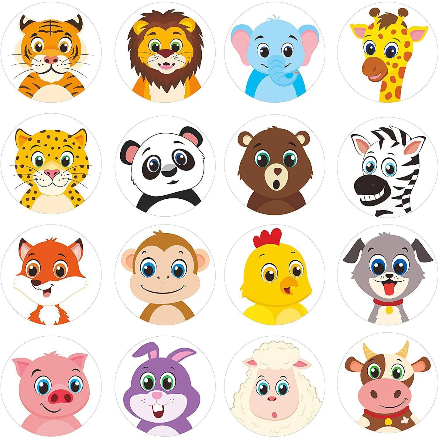 500Pcs/Roll Cartoon Animal Reward Stickers 2.5cm/1.0in Diy Decor