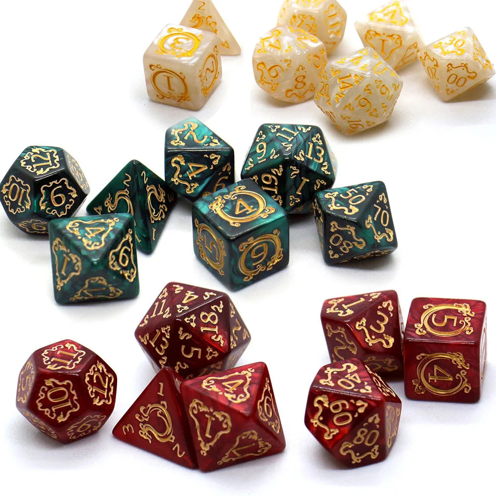 7-piece Dragon Pattern DND Dice Set, Multi sided D4 D6 D8 D10 D12 D20