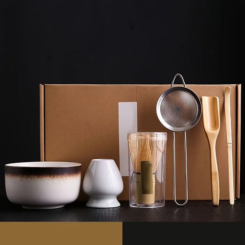 6PCS/Set Japanese-style Matcha Bowl , Spoon, Tea Whisk, Sieve Mesh,
