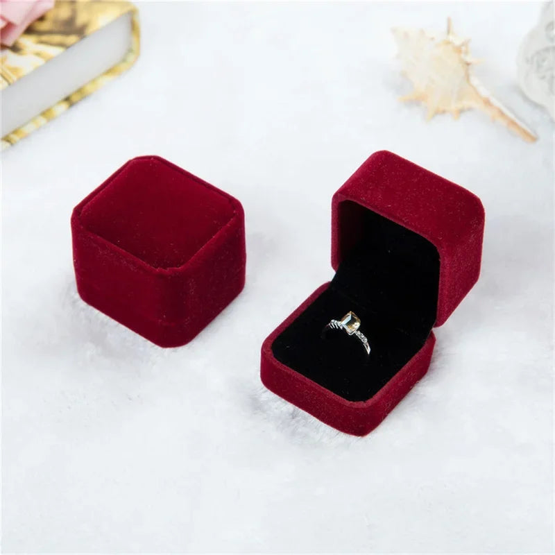 Rounded Flannelette Ring Box Flocking Jewelry Box Ring Stud Badge