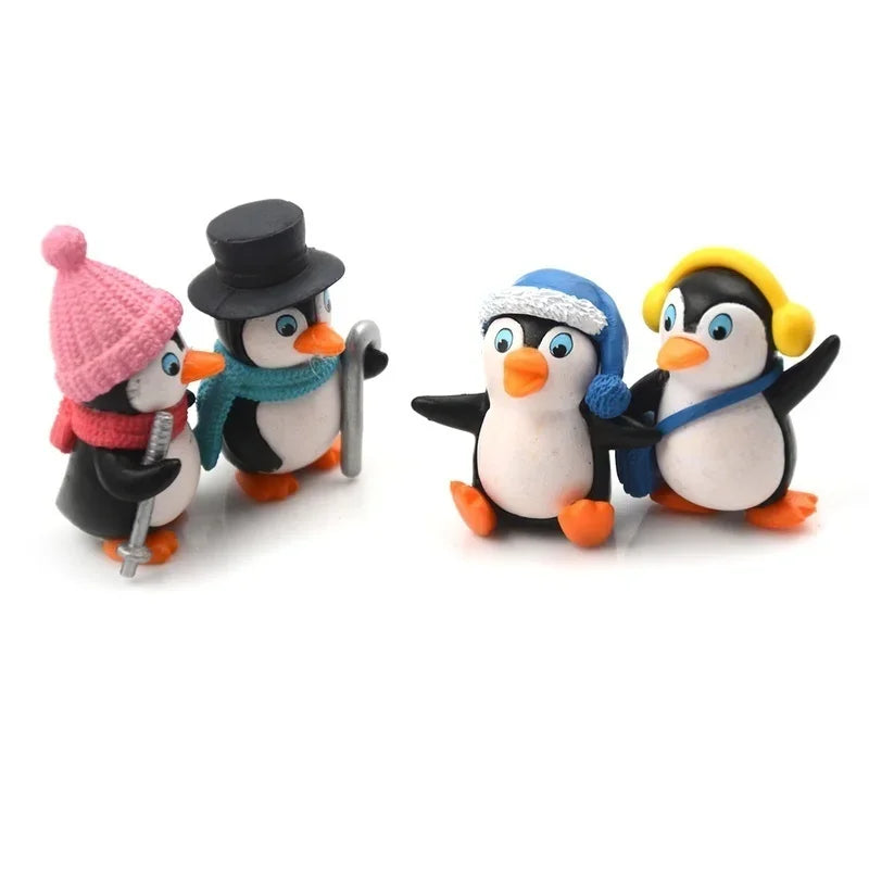4pcs/set DIY Crafts Mini Winter Penguin Miniature Figurine Christmas