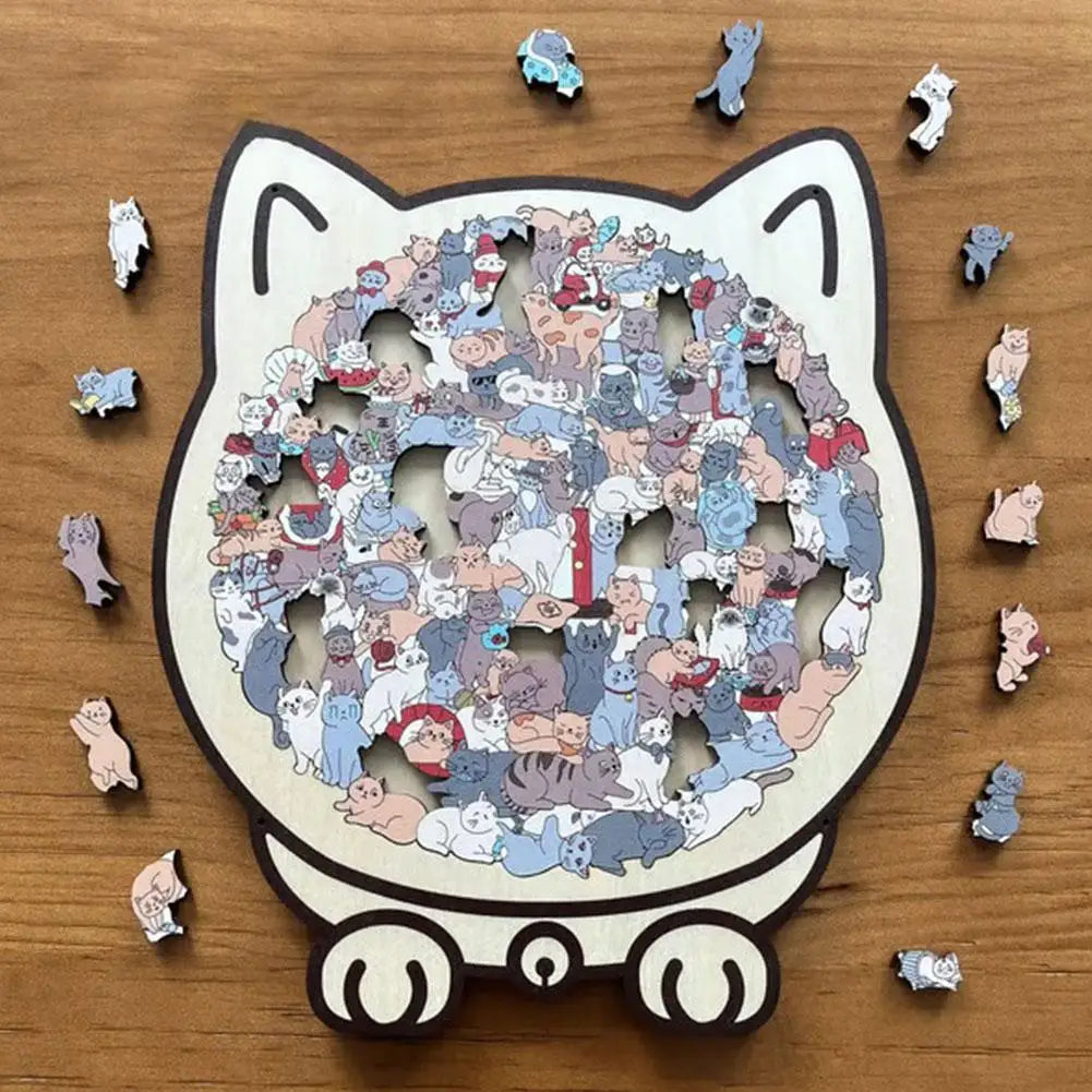 135 PC Cat-shaped Wooden Jigsaw Puzzle Unique Irregular Puzzle Pieces