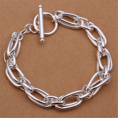 Fine 925 Sterling Silver Noble Nice Chain Solid Bracelet for Women Men