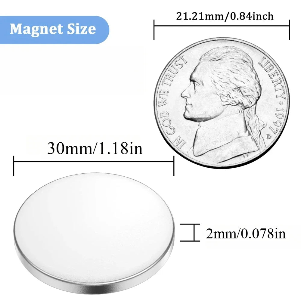 High-Power Neodymium Round Magnet 25x2/25x3/30x2/30x3 mm, Ideal for