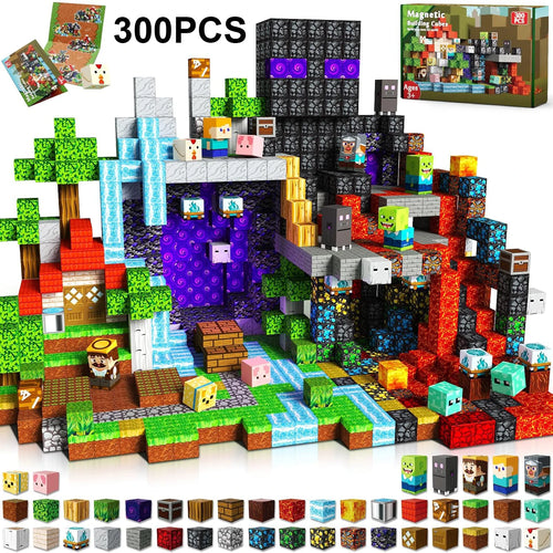 100-300pcs Magnetic Tiles Building Blocks Set,My World Figures Bricks,