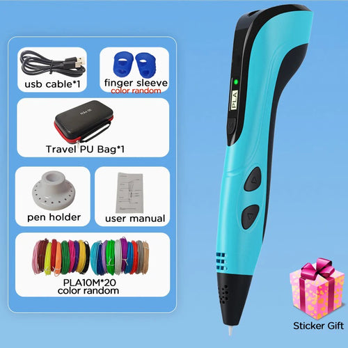 2025 Children 3D Printing Pen with LED Screen 100M PLA Power Adapter