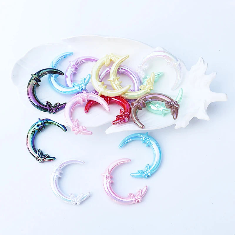 New acrylic star butterfly UV-coated double-hole moon Beads diy crafts