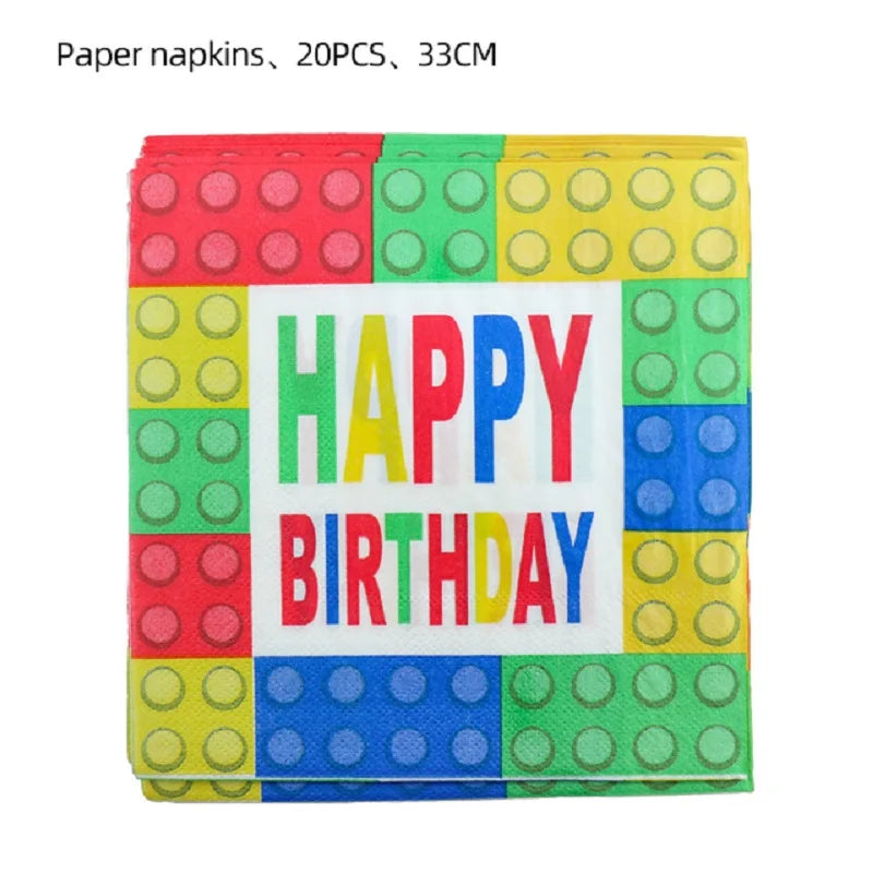 Building Blocks Theme Party Decor Supplies Disposable Tableware Cup