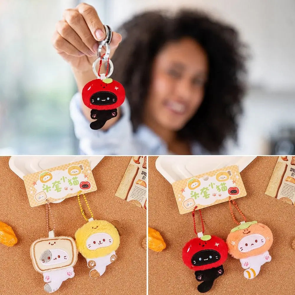 Multicolor Plush Cat Keychain Pendant Car Decoration Cartoon Cat