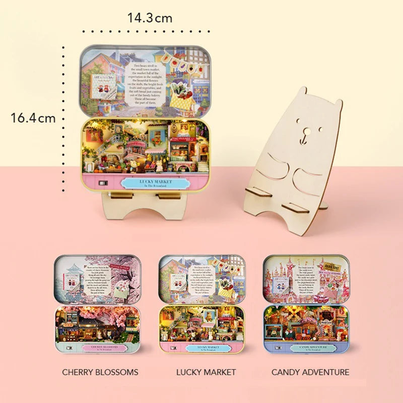 Box Theatre DIY Wooden DollHouses Miniature Box Cute Doll Houses 3D