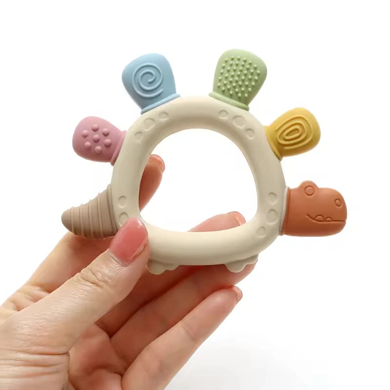 Baby Dinosaur Silicone Teething Toys BPA Free Easy to Grip Infant Care