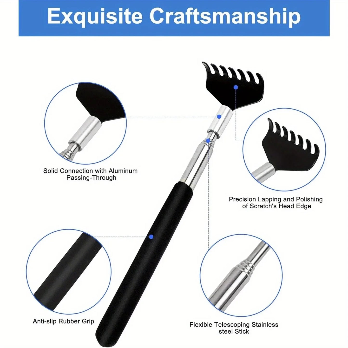 Portable Extendable Back Scratcher Stainless Steel Telescoping Back