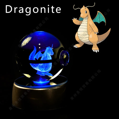 Pokemon Crystal Ball 3D Pikachu Gengar Mewtwo Night Light Lamp
