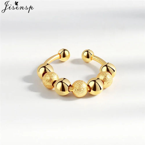 Simple Metal Beads Fidget Rotating Rings for Women Men Rotate Freely