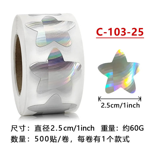 500pcs Colorful Star Adhesive Holographic Star Stickers Scrapbook