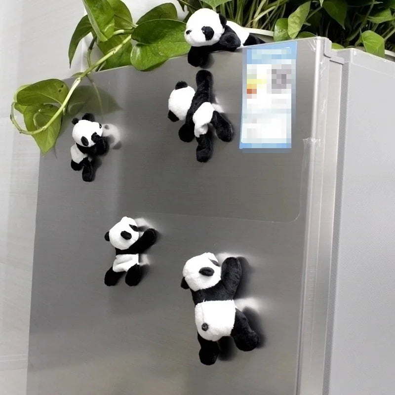 Cute Soft Plush Panda Magnet - Oval Fabric Whiteboard & Fridge Decor,