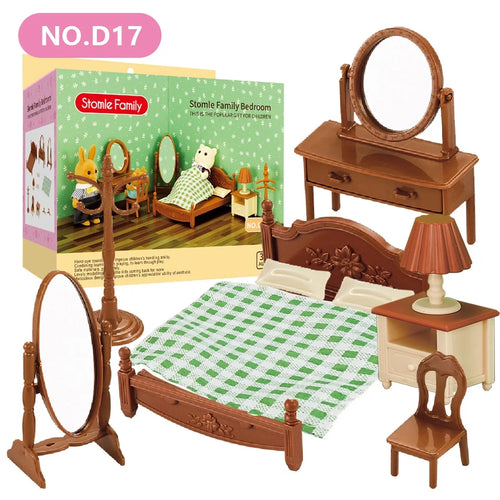 1:12 Miniature Furniture Forest Family Kitchen Toy Dining Table