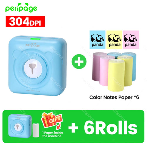300DPI Peripage A6 58mm Mini Bluetooth Notes Label Sticker Printer