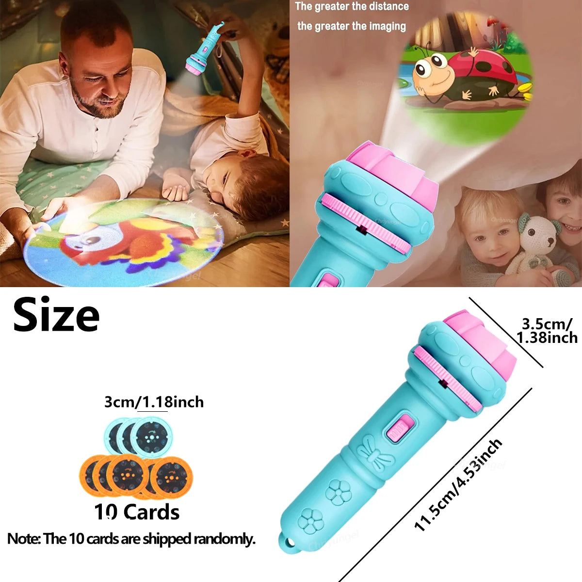 Projector Flashlight for Kids 10 Cards 80 Patterns Bedtime Toys