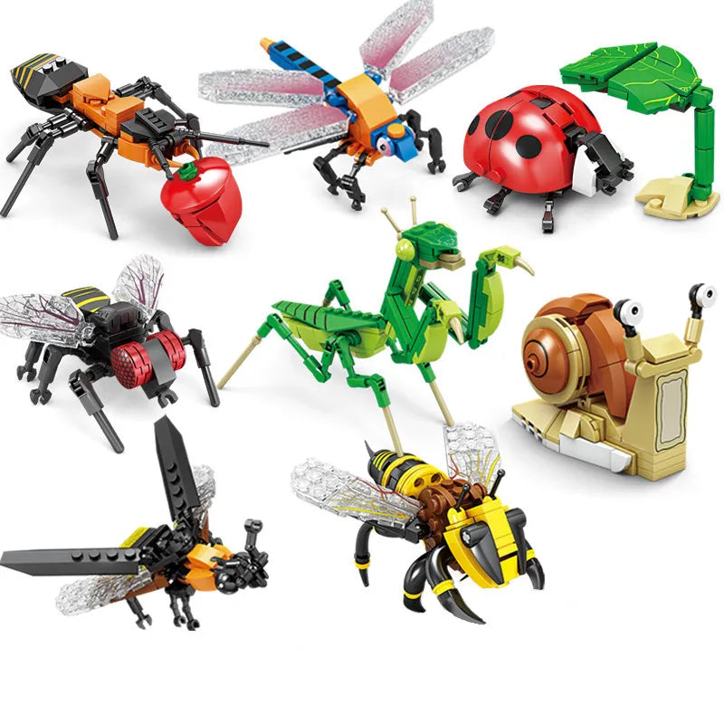 Creative Building Blocks Insect Model Bee Dragonfly Ant Mantis