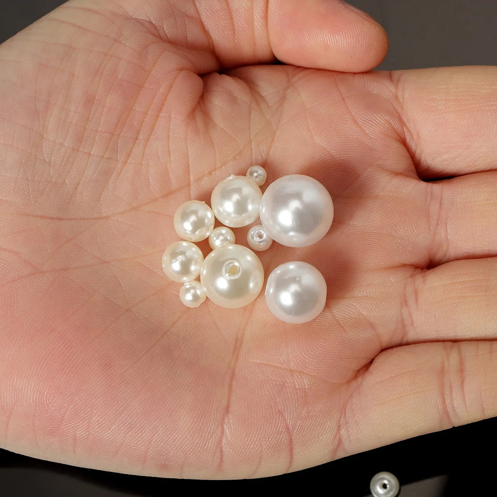 200pcs perforated ABS imitation pearl beads 4/5/6/8/10mm Round Spacer
