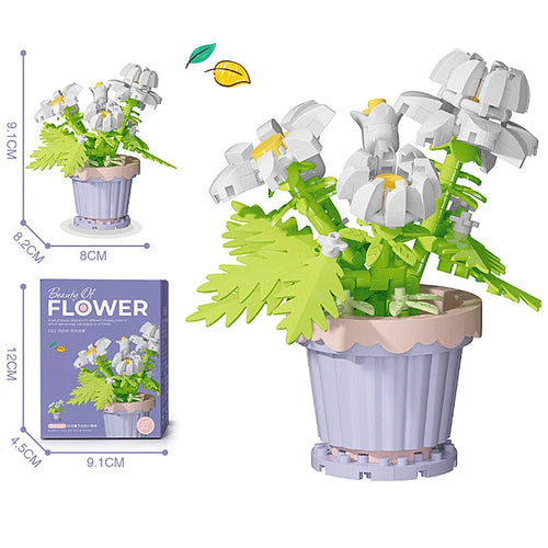 Creative Building Block Bouquet, Eternal Flower Plant Potted Gift,