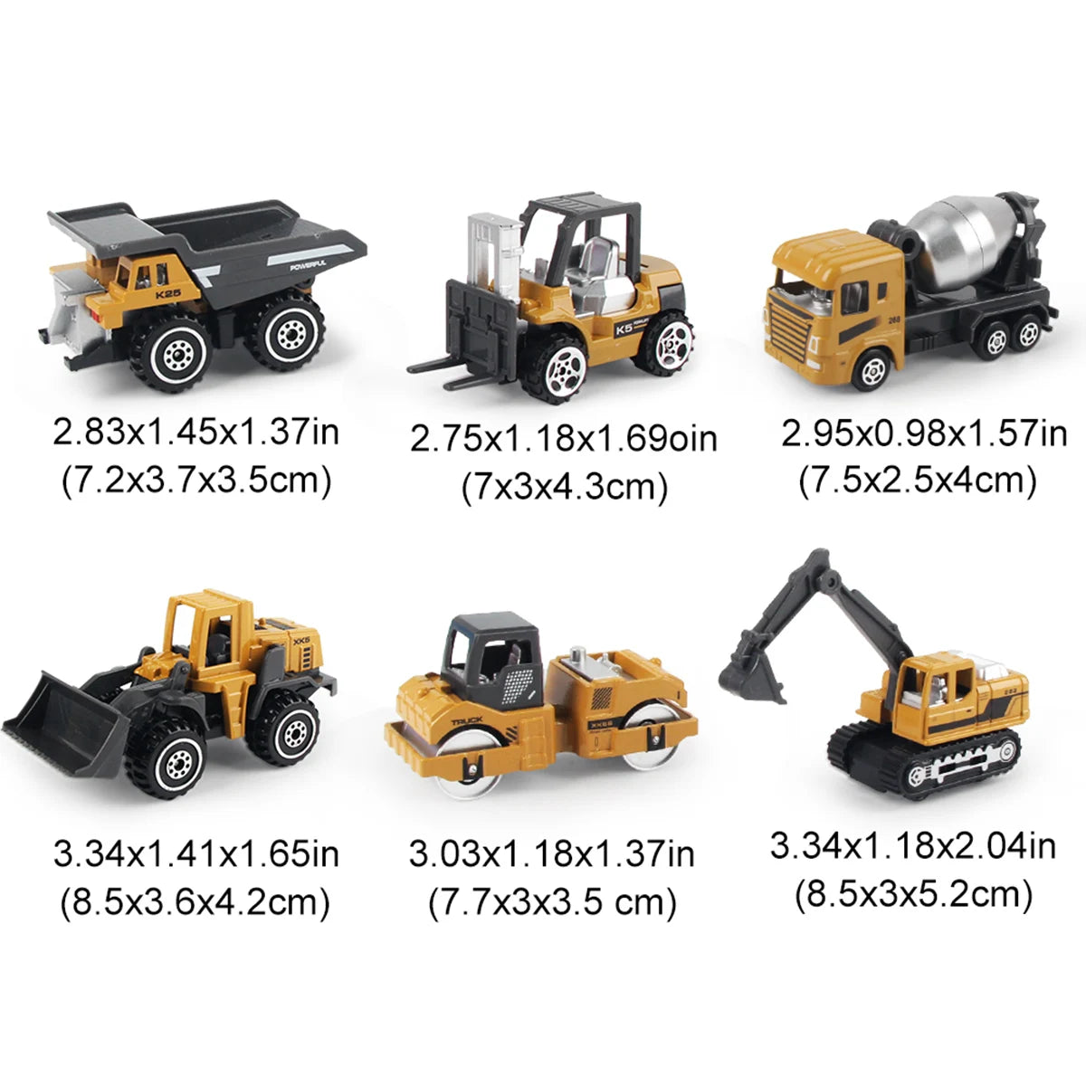 6pcs/set Alloy Engineering Truck Toy Car Classic Construction Model