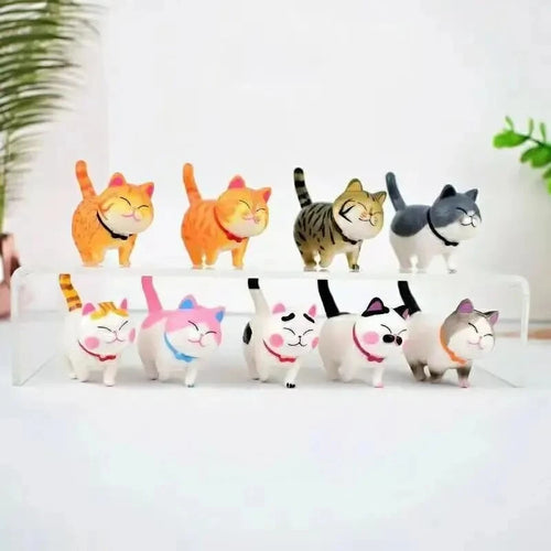 9pcs Cute Cat Ornaments Set, Kawaii Desktop Decor for Home Office,