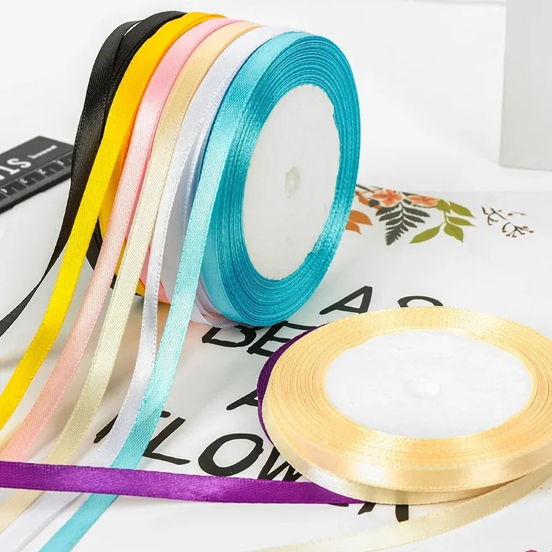 25Yards 6mm Silk Satin Ribbons for Crafts Bow Handmade accessories for