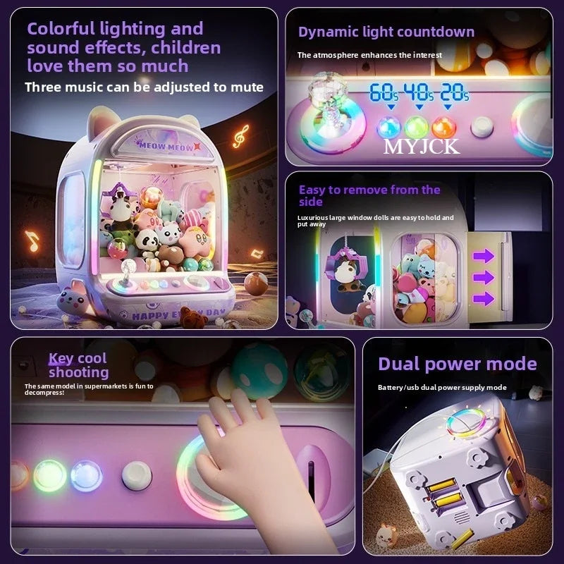 DIY Automatic Doll Machine Kids Coin Operated Play Game Mini Claw